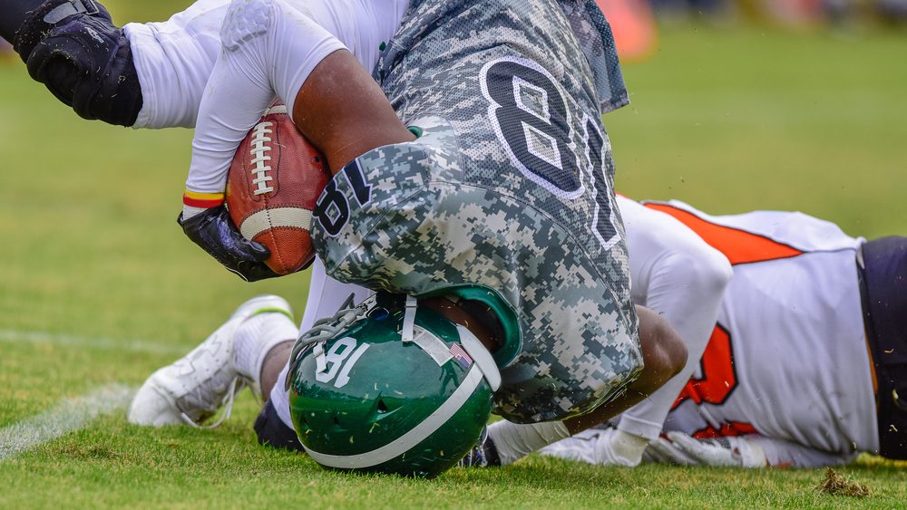 High,School,Football,Player,In,For,The,Touchdown.