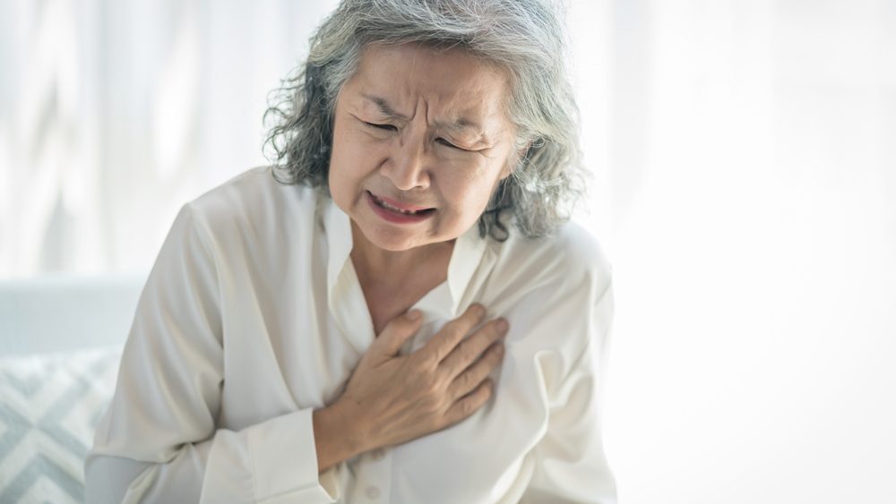 Portrait,Senior,Woman,Suffering,With,Chest,Pain,Alone,At,Home,elderly,health