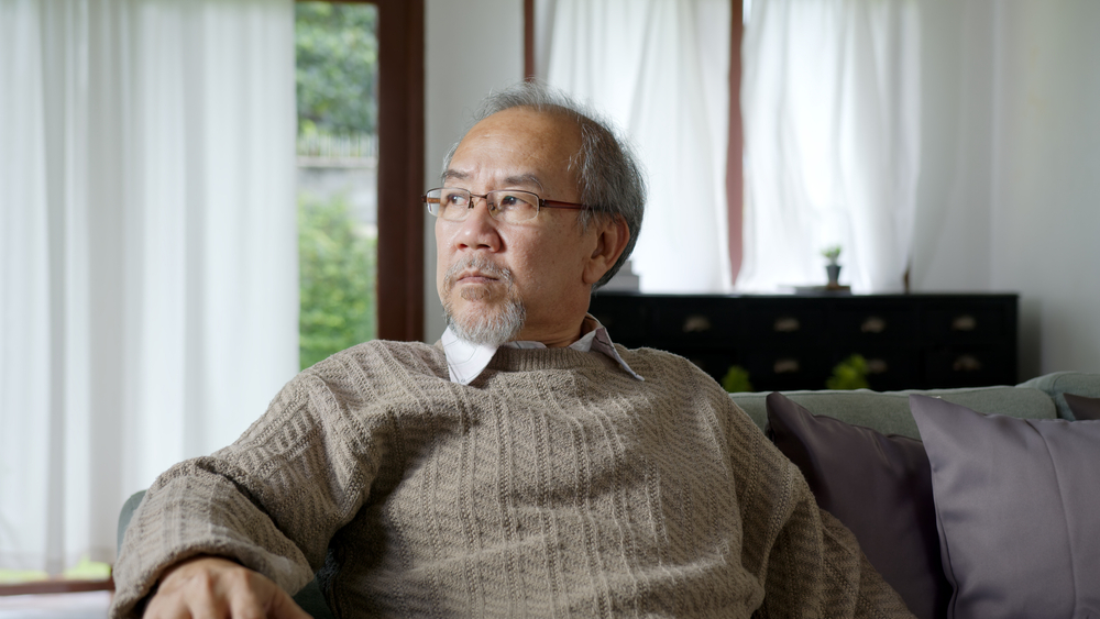 Asian,Elderly,Senior,Male,Or,Depressed,Grandpa,At,Nursing,Home