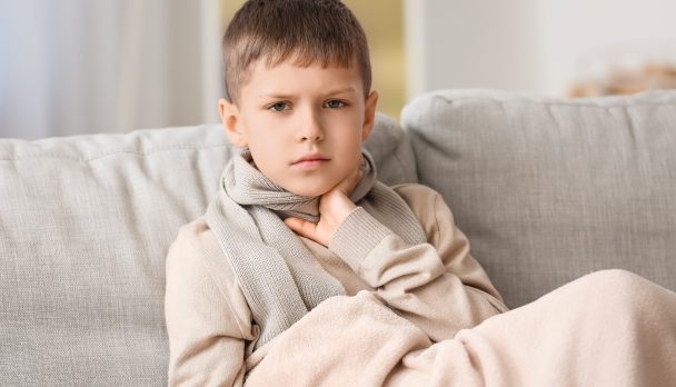 Ill,Little,Boy,With,Sore,Throat,At,Home
