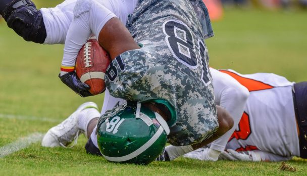 High,School,Football,Player,In,For,The,Touchdown.